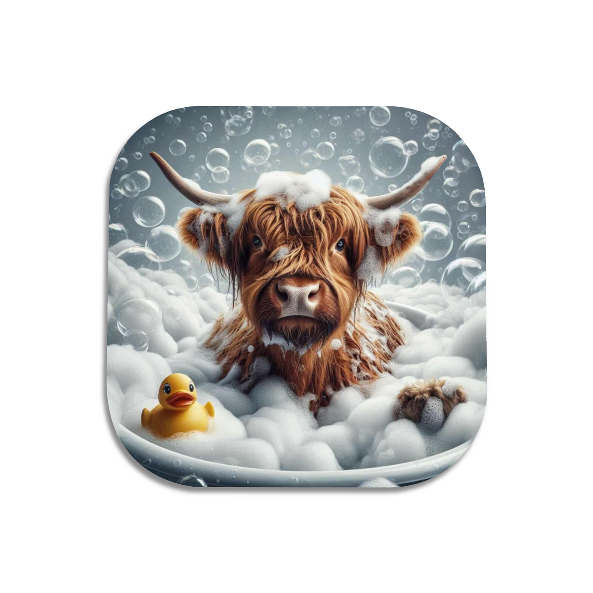 Highland Cow In Bath Style 1 Wooden Coaster