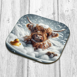 Highland Cow In Bath Style 1 Wooden Coaster