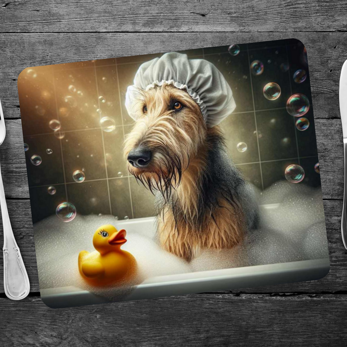 Dog In The Bath Style 2 Wooden Placemat