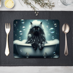 Black Cat In The Bath Style 1 Wooden Placemat