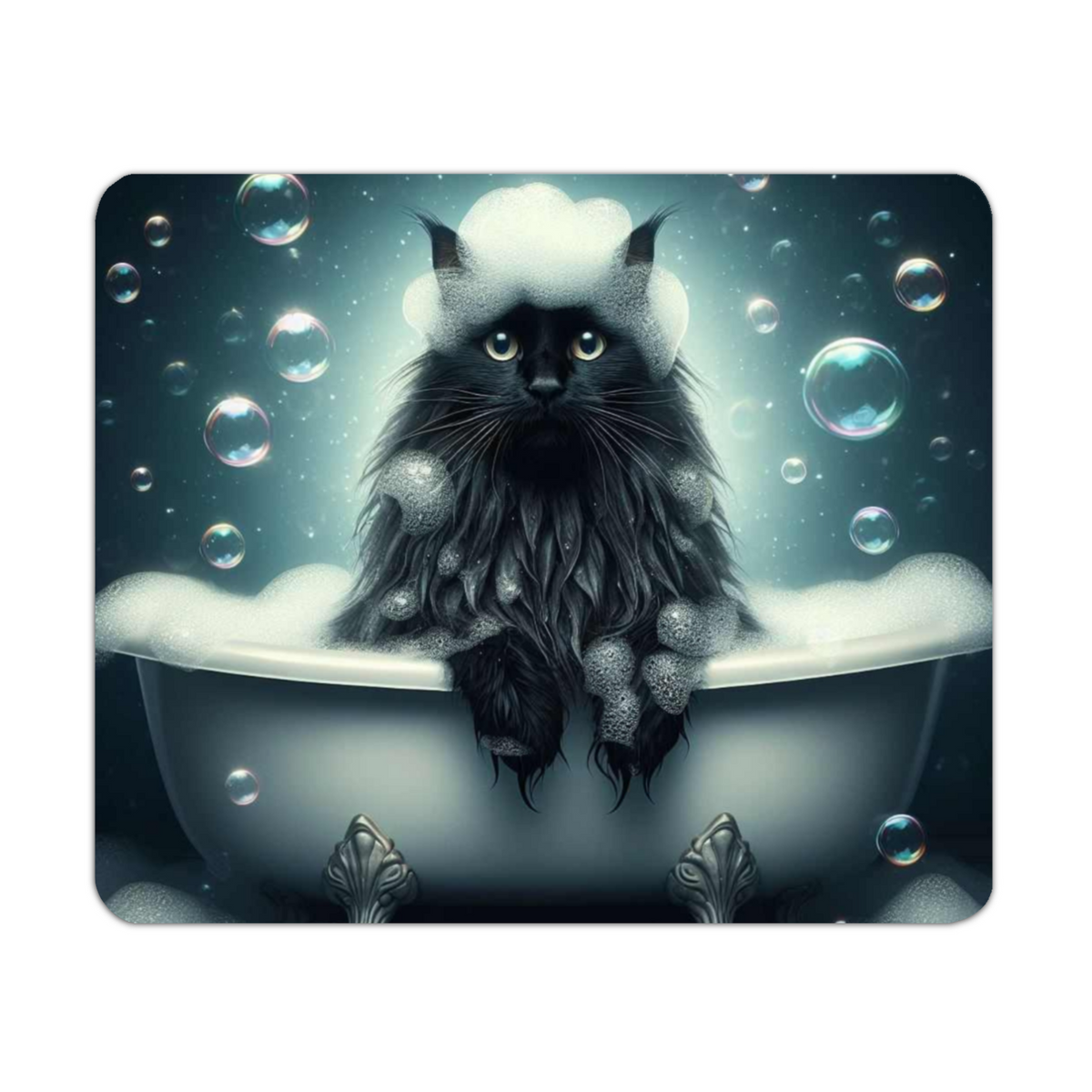 Black Cat In The Bath Style 1 Wooden Placemat