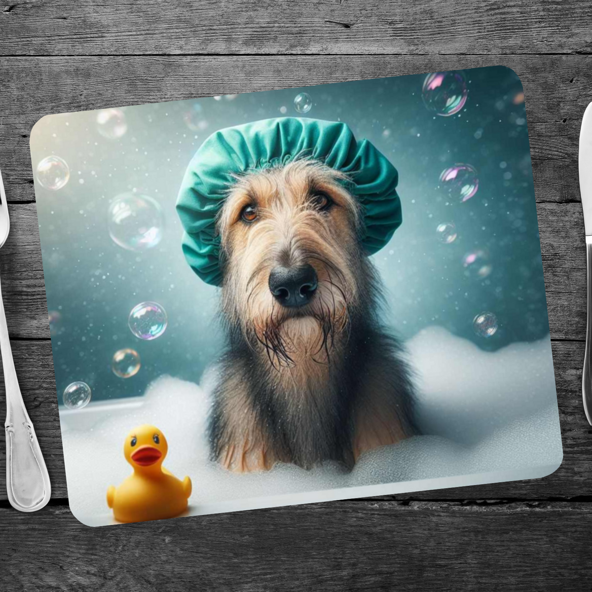 Dog In The Bath Style 1 Wooden Placemat