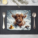 Highland Cow In The Bath Style 1 Wooden Placemat