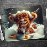 Highland Cow In The Bath Style 5 Wooden Placemat