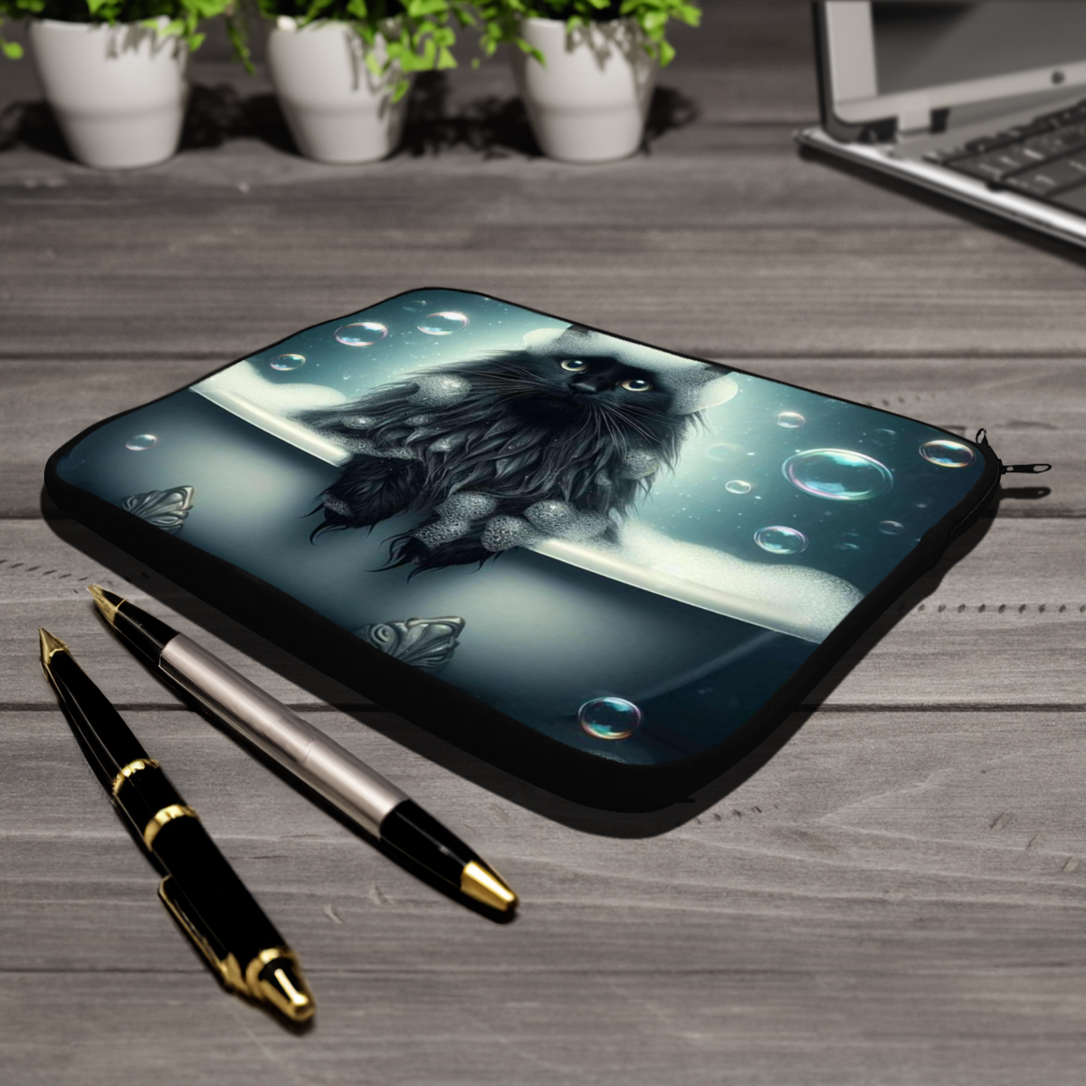 Black Cat In Bath Style 1 Tablet Sleeve