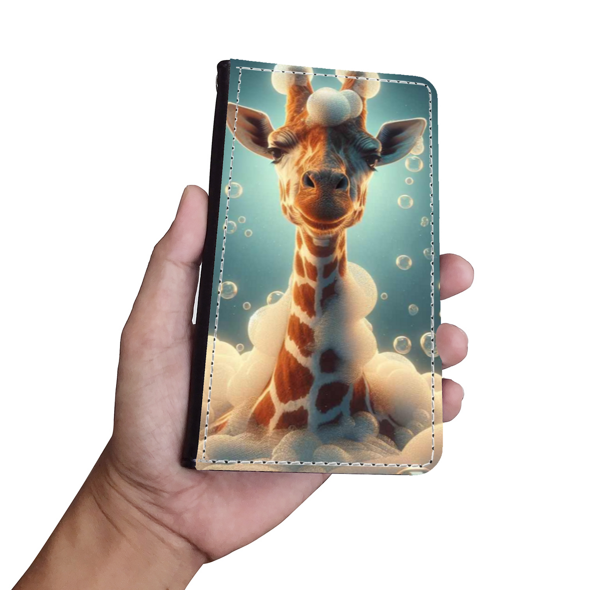 Giraffe In The Bath Wallet Phone Case