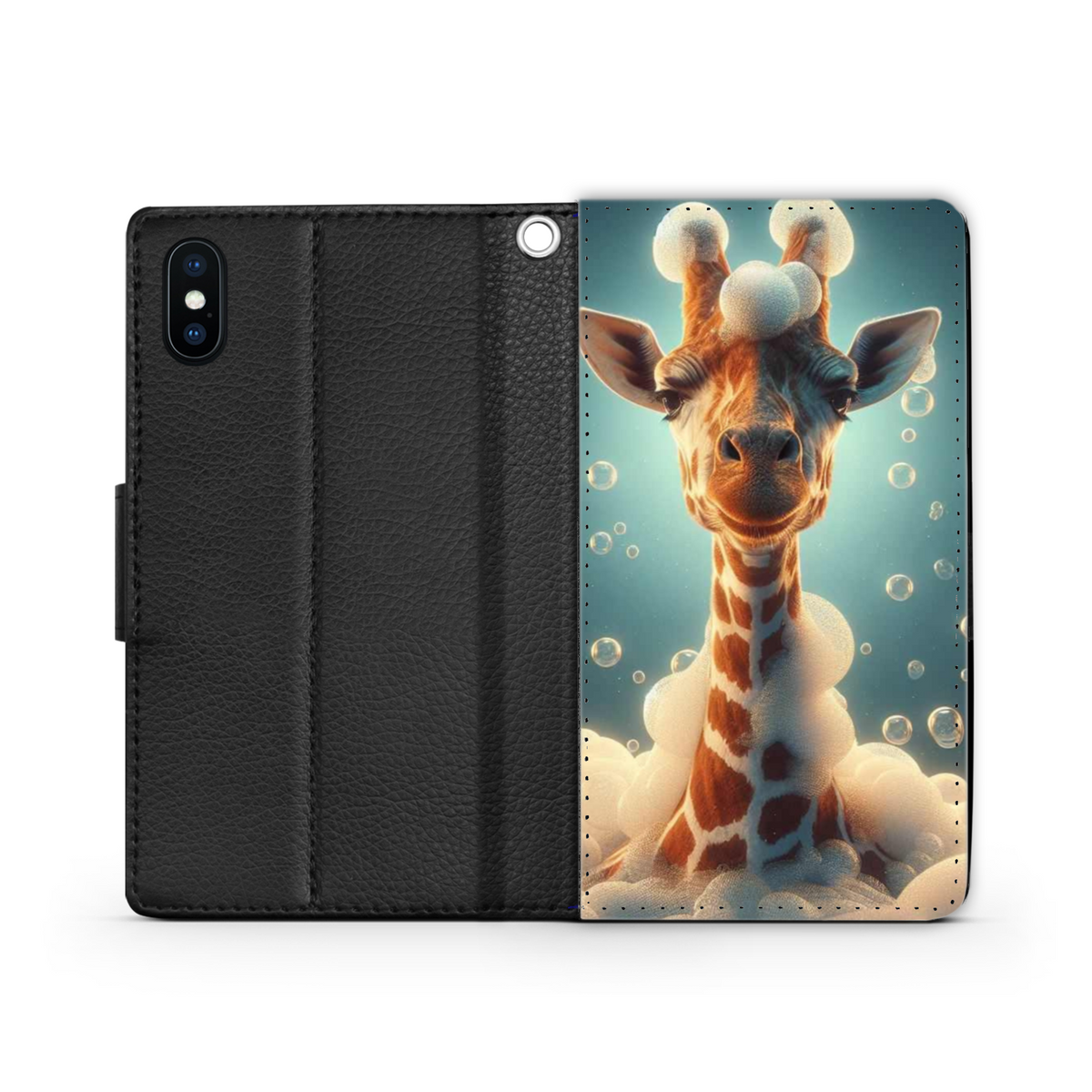 Giraffe In The Bath Wallet Phone Case