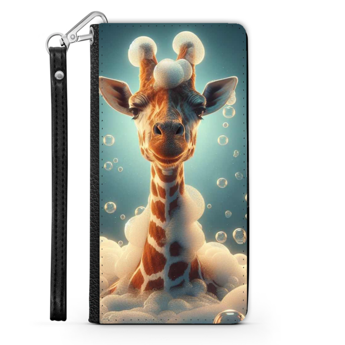 Giraffe In The Bath Wallet Phone Case