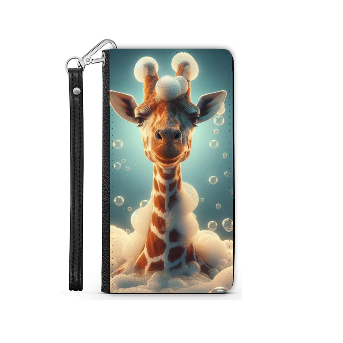 Giraffe In The Bath Wallet Phone Case