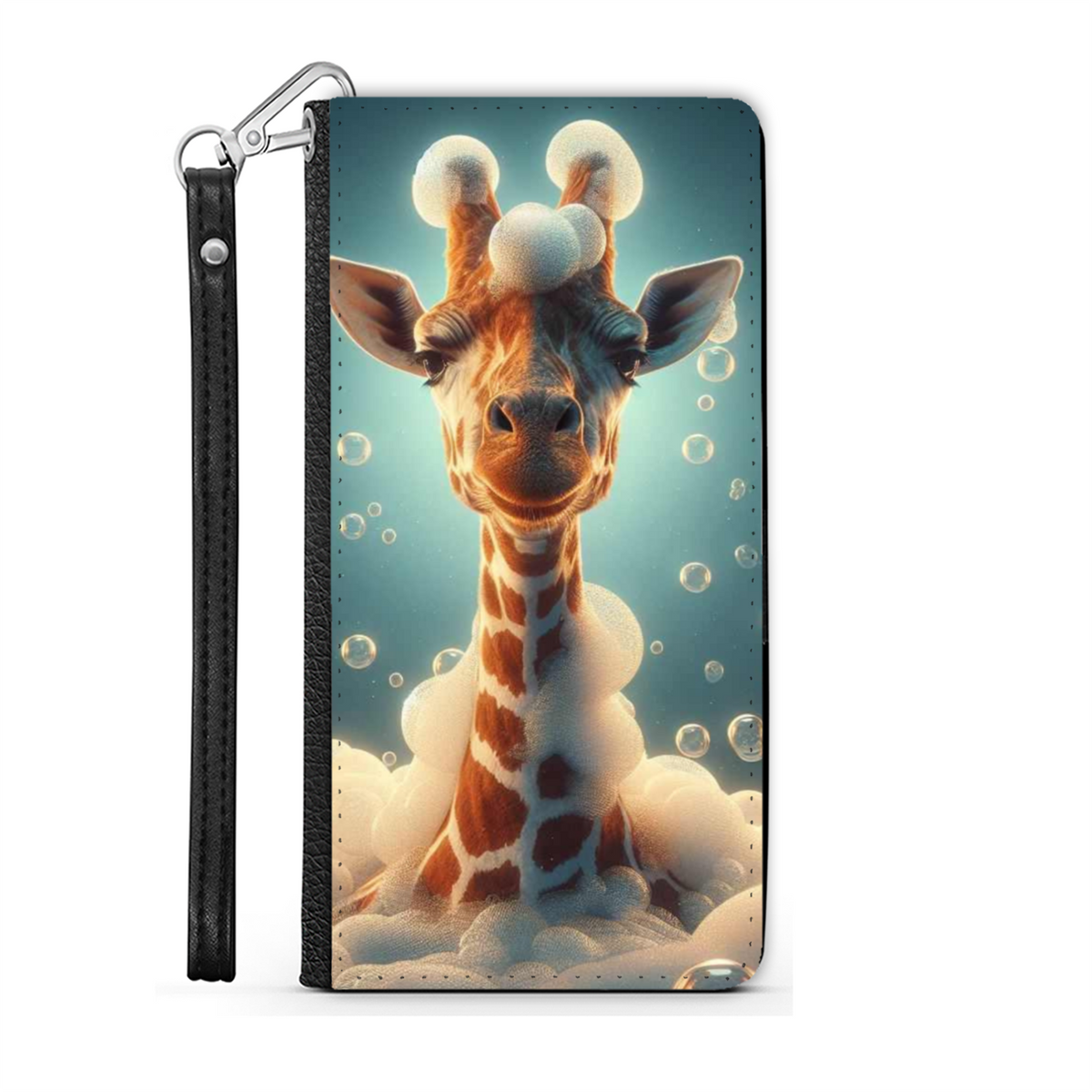 Giraffe In The Bath Wallet Phone Case