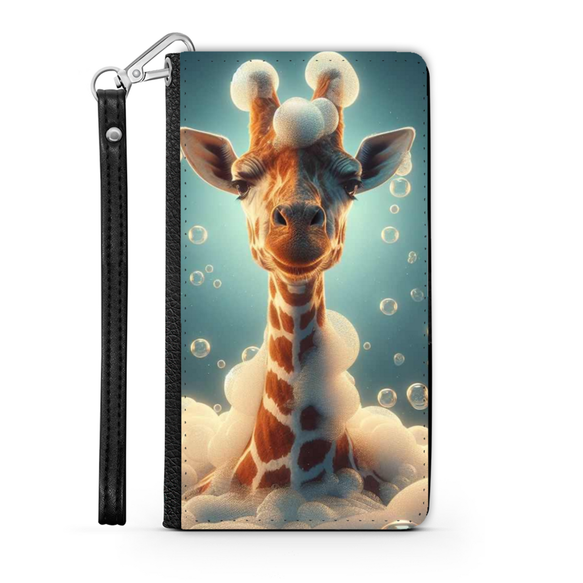 Giraffe In The Bath Wallet Phone Case