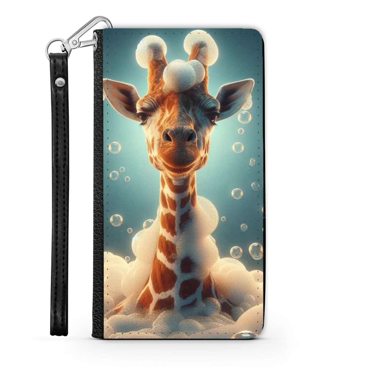 Giraffe In The Bath Wallet Phone Case