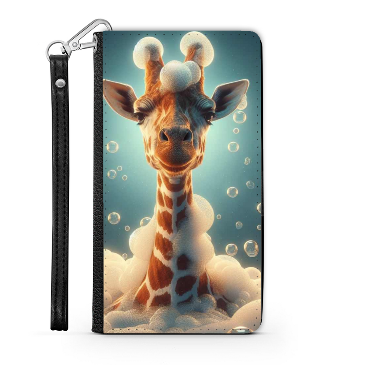 Giraffe In The Bath Wallet Phone Case