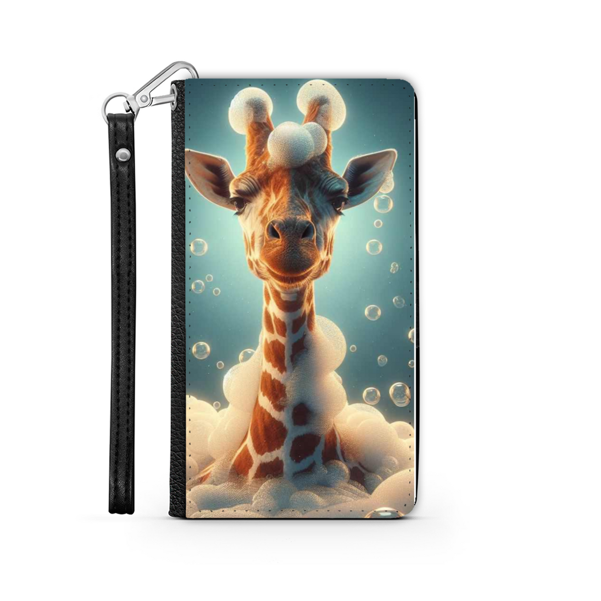 Giraffe In The Bath Wallet Phone Case