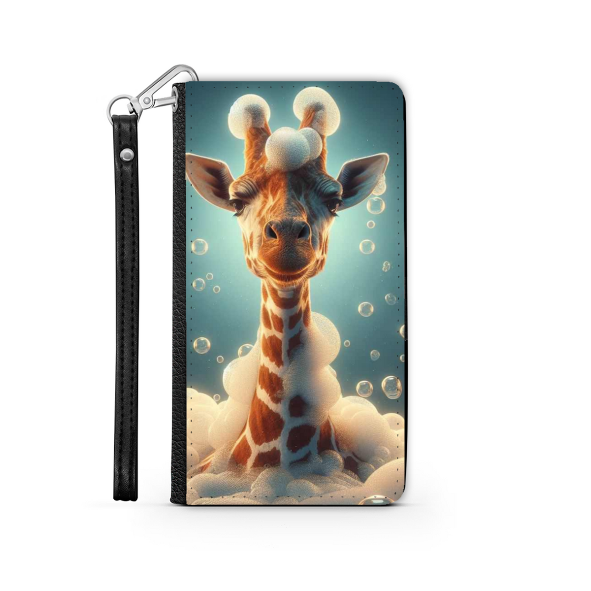 Giraffe In The Bath Wallet Phone Case