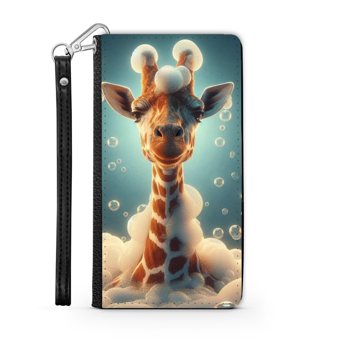 Giraffe In The Bath Wallet Phone Case