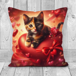 Cute Kitten with Love Heart Cushion