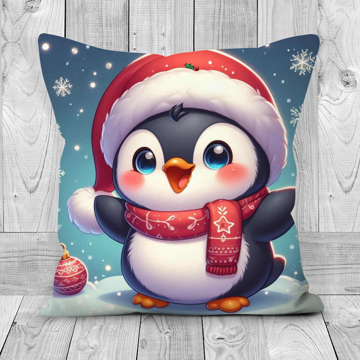 Cute Christmas Penguin Style 1 Cushion