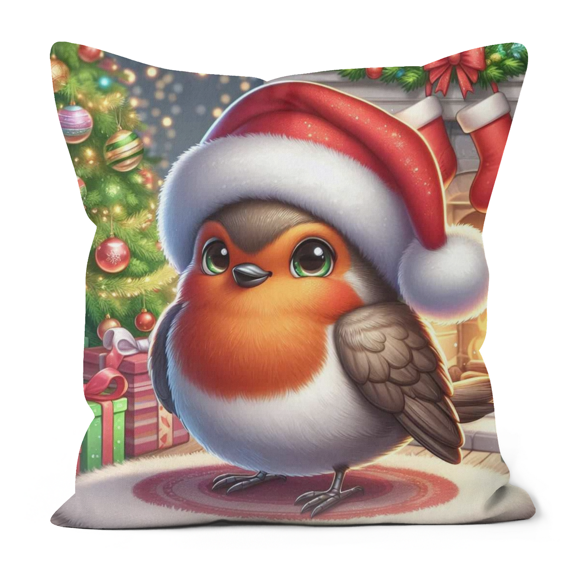 Cute Christmas Robin Style 1 Cushion