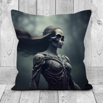 Female Wearing Skeleton Mask Cushion