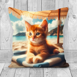 Cute Kitten on Sun Lounger Style 1 Cushion