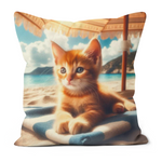 Cute Kitten on Sun Lounger Style 1 Cushion