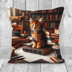 Cute Kitten In The Library Cushion