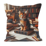 Cute Kitten In The Library Cushion