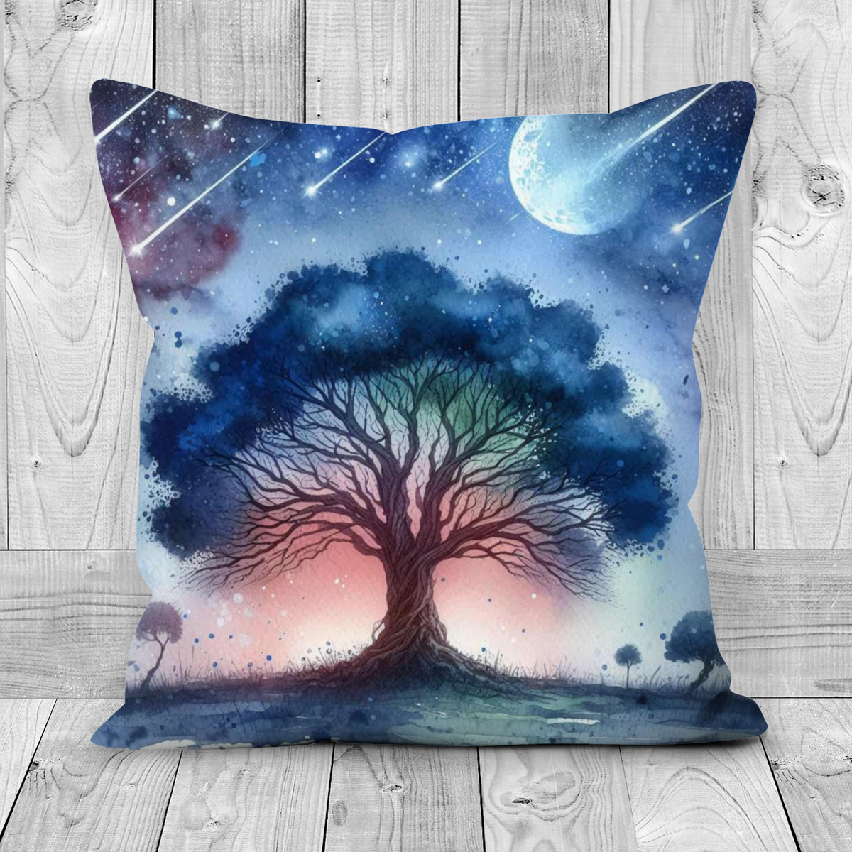 Tree with Shooting Stars Style 1 Cushion