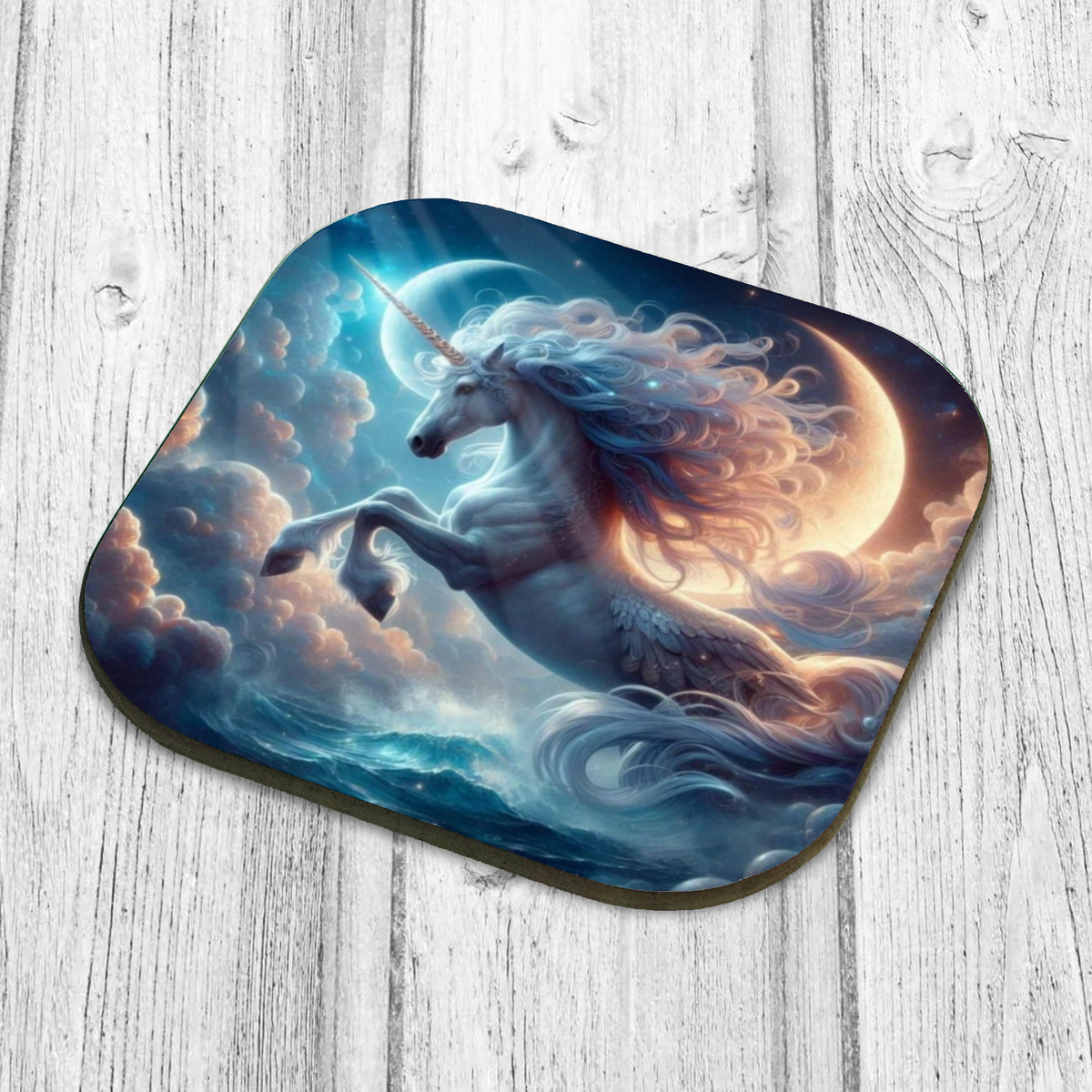 Mythical Unicorn Style 3 Wooden Coaster