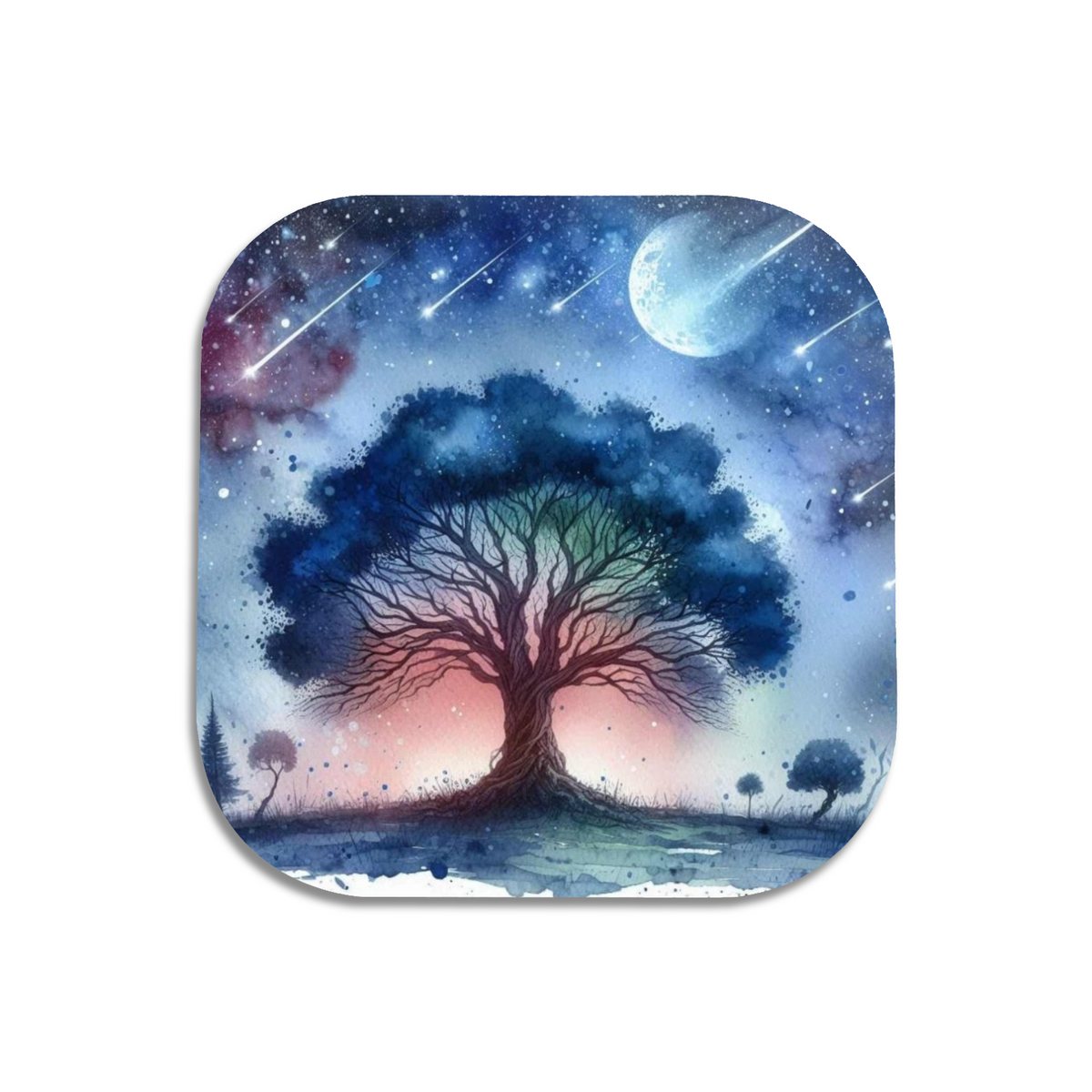 Tree with Shooting Stars Wooden Coaster