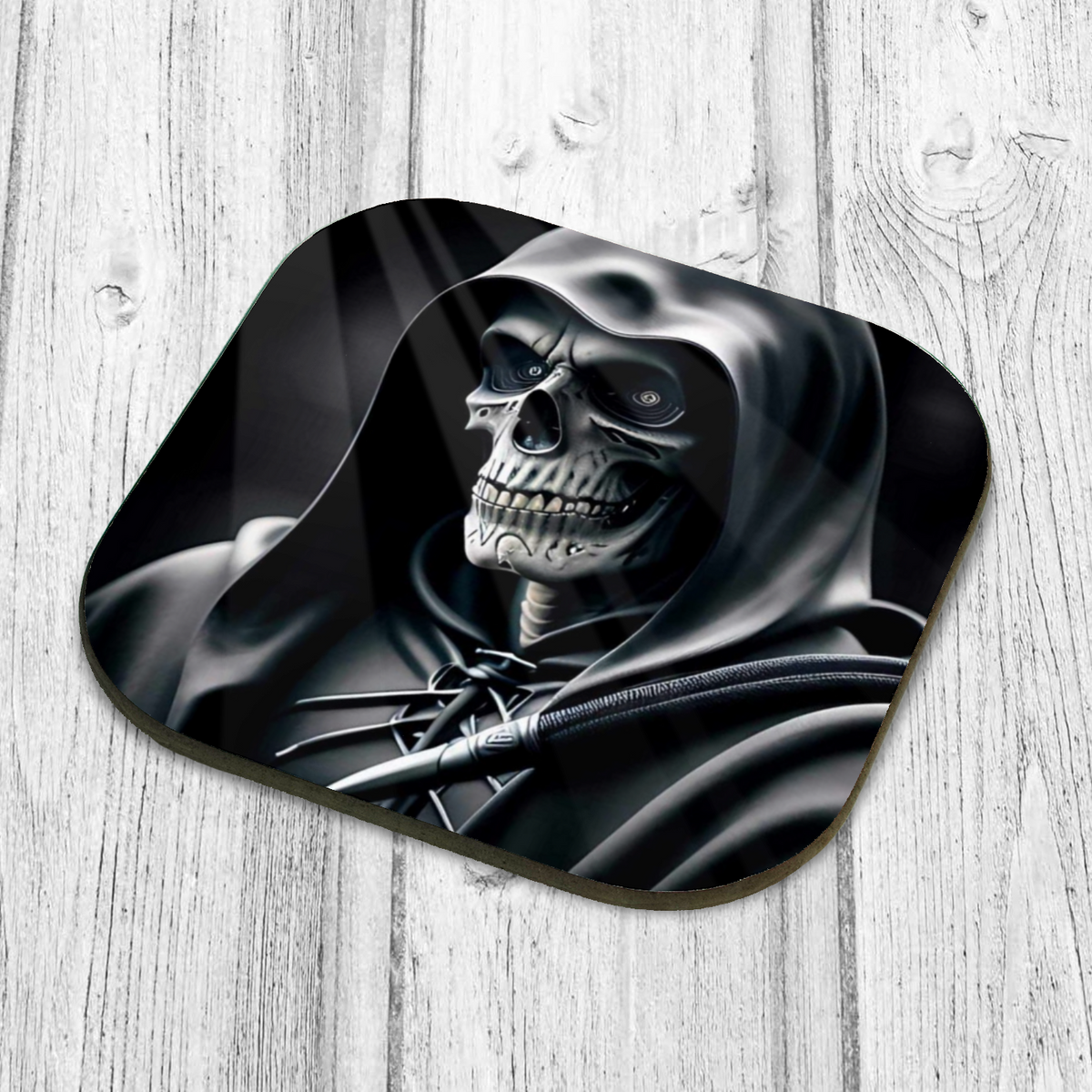 Black and White Skeleton Style 2 Wooden Coaster