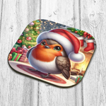 Cute Christmas Robin Style 1 Wooden Coaster