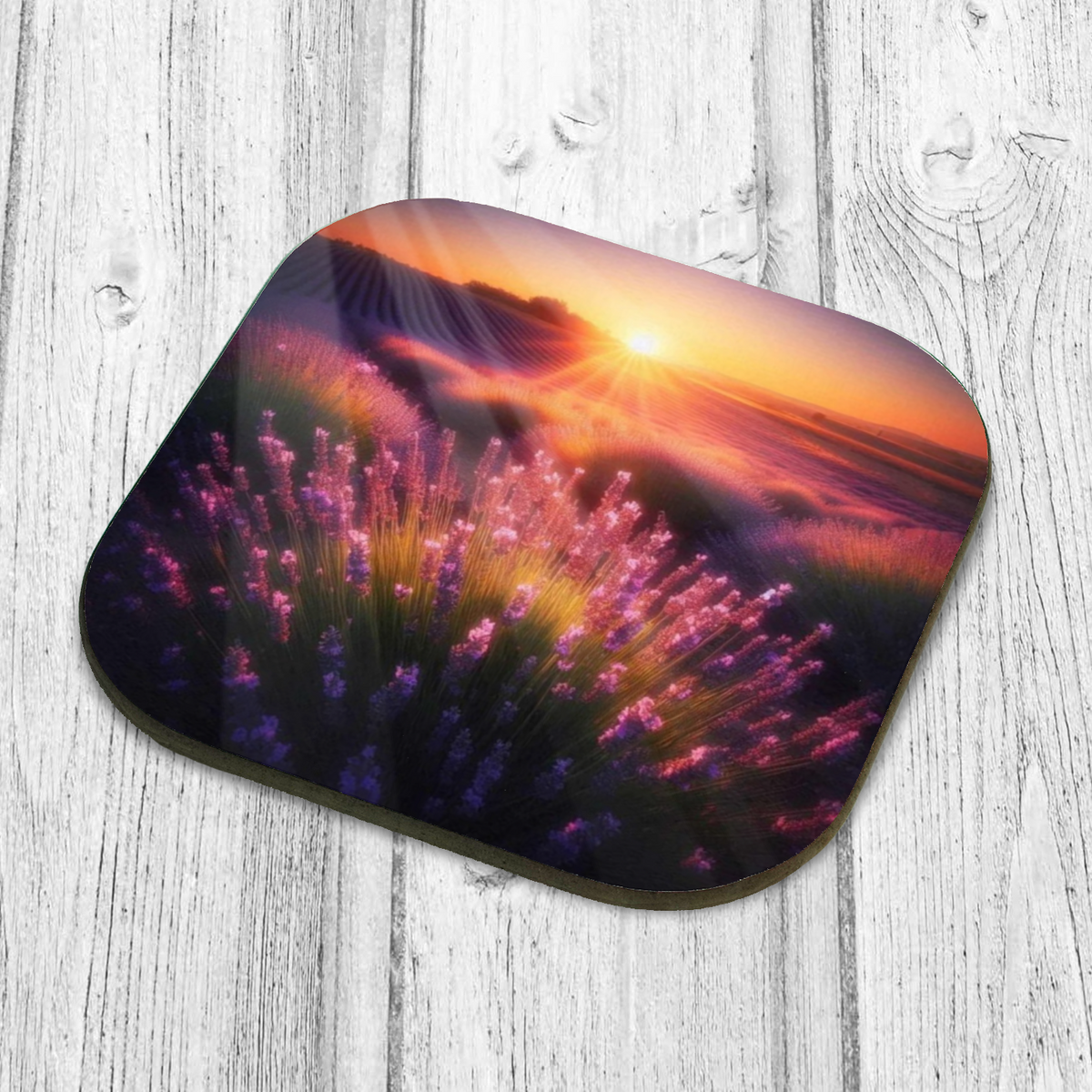 Lavender Fields Style 1 Wooden Coaster