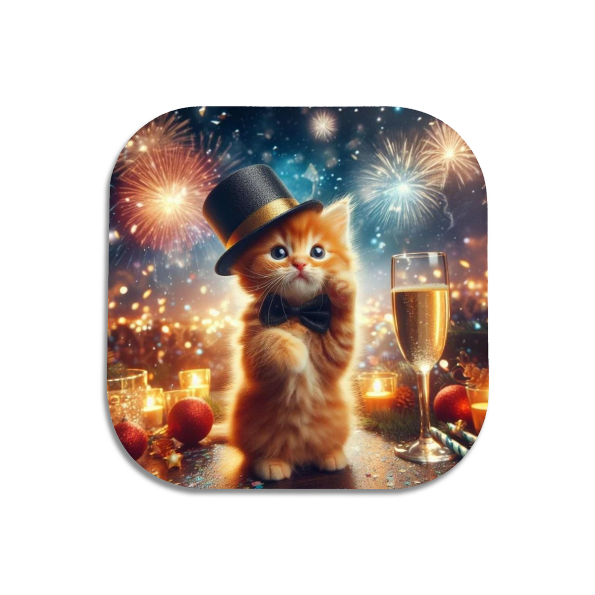 Celebration Kitten Style 1 Wooden Coaster