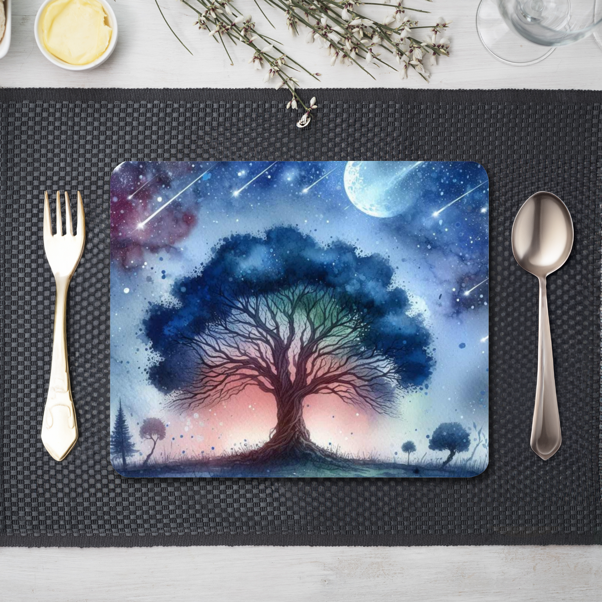 Tree with Shooting Stars Style 1 Wooden Placemat