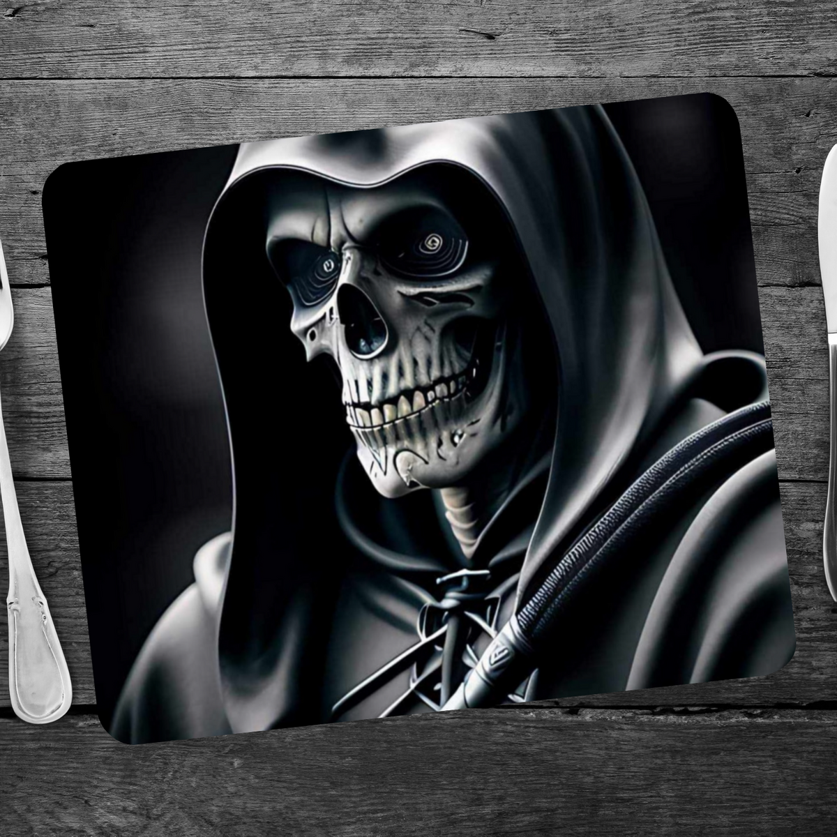 Black and White Skeleton Style 2 Wooden Placemat