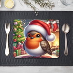 Cute Christmas Robin Style 1 Wooden Placemat