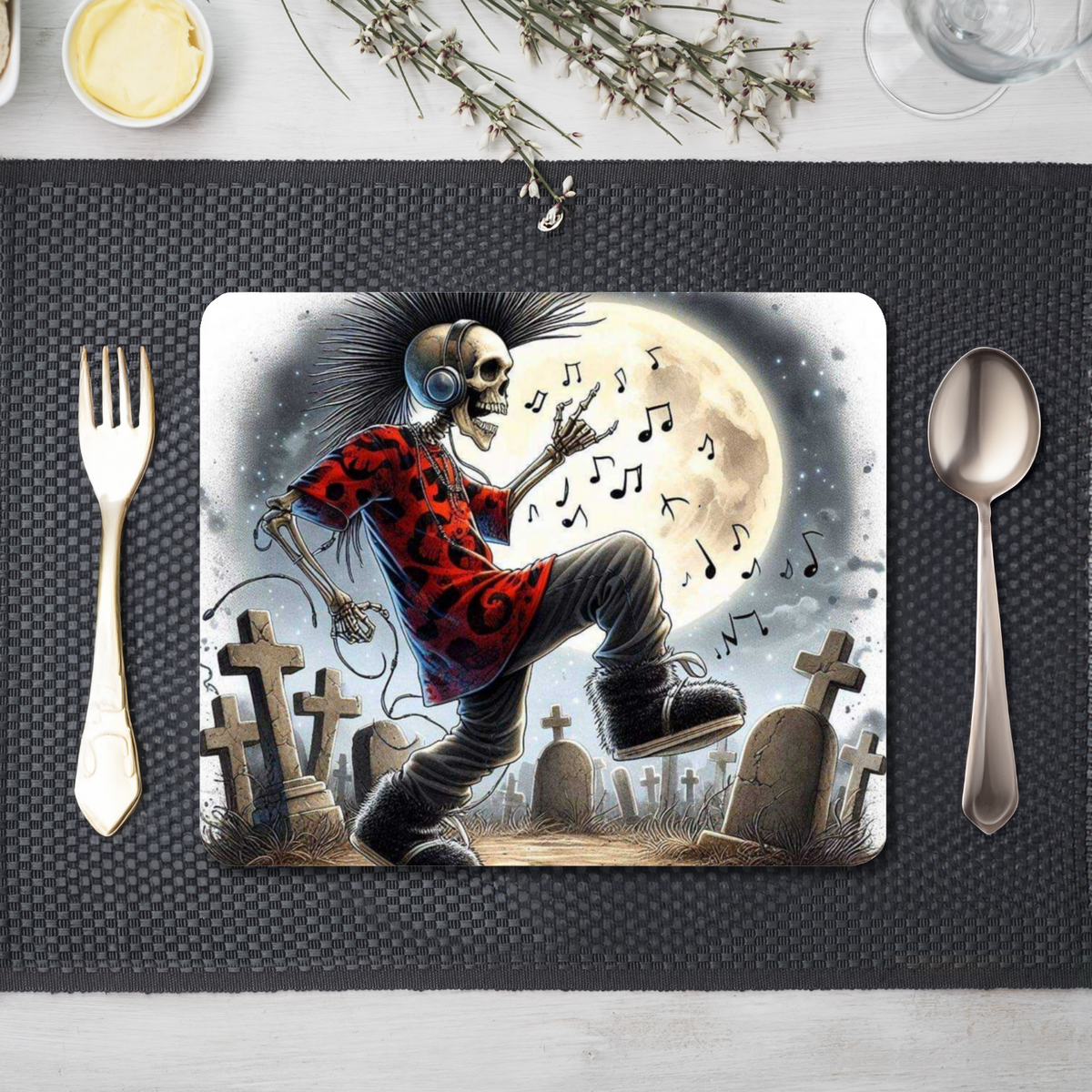 Rock On Skeleton Style 1 Wooden Placemat