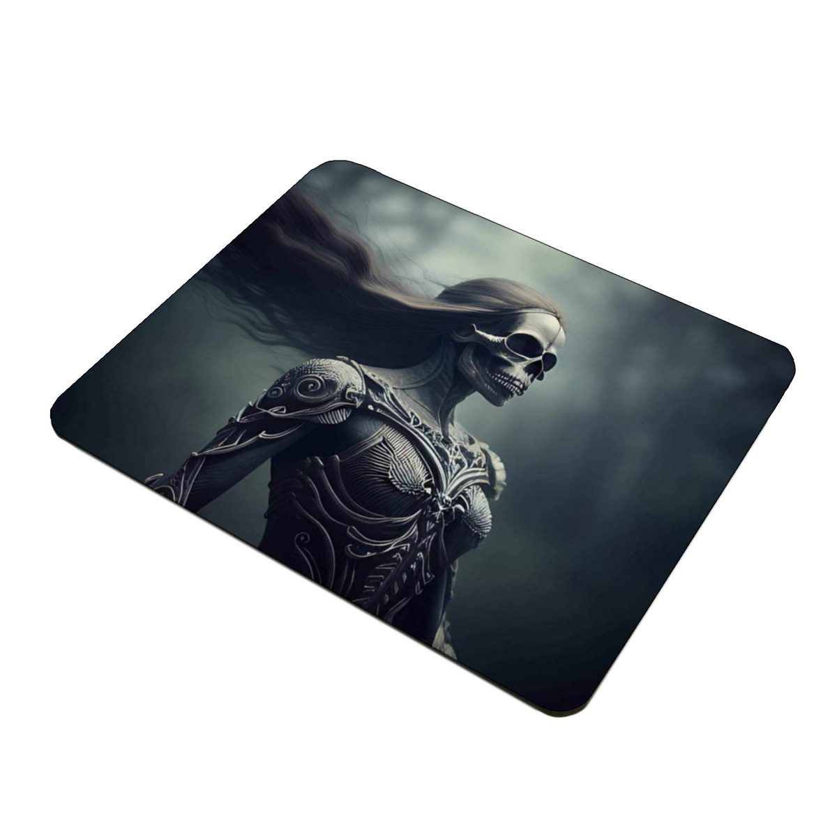 Female Wearing Skeleton Mask Wooden Placemat