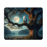 Barn owl on tree branch in the moonlight