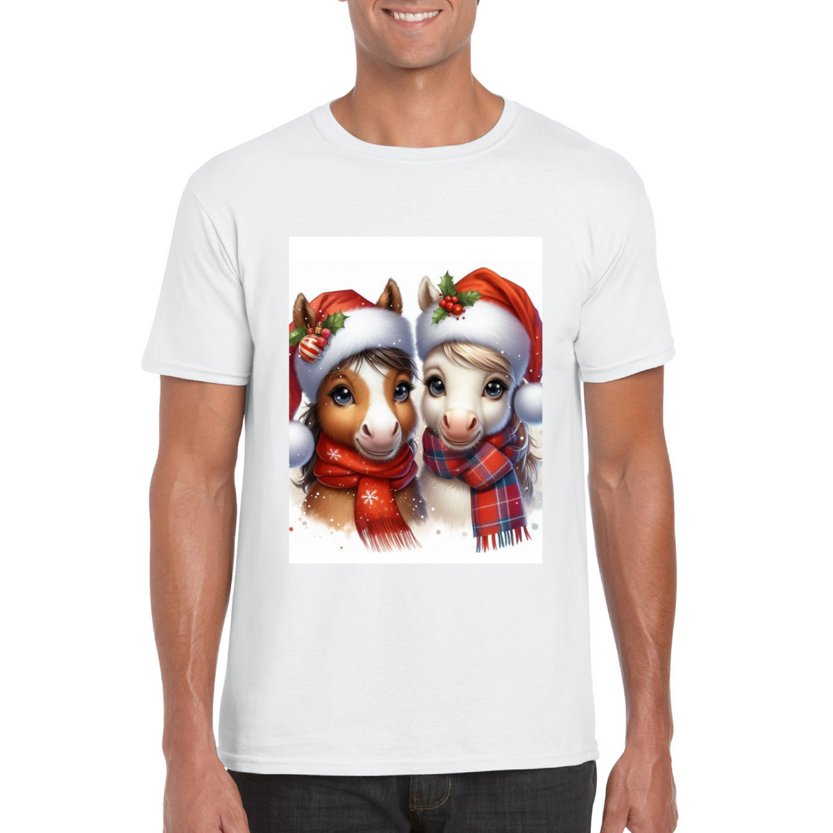 Cute Christmas HorseUnisex TShirt 1. 14 colours. 8 sizes.