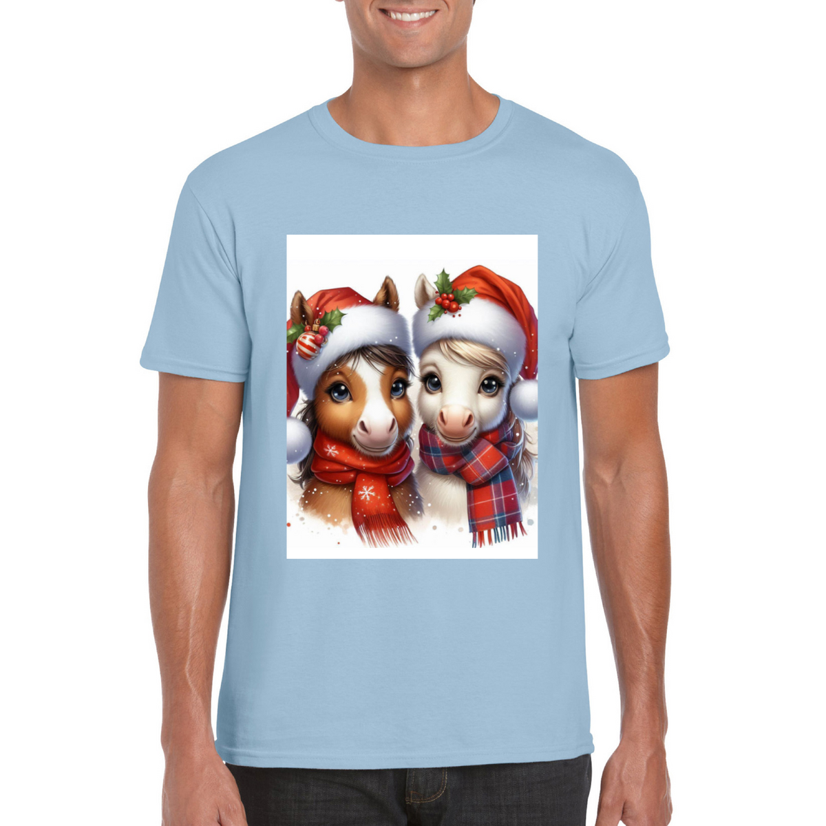 Cute Christmas HorseUnisex TShirt 1. 14 colours. 8 sizes.