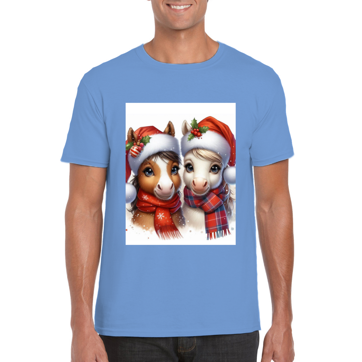 Cute Christmas HorseUnisex TShirt 1. 14 colours. 8 sizes.