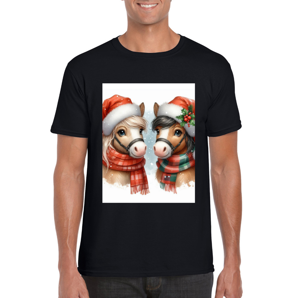 Cute Christmas Horse Unisex TShirt 2. 14 colours. 8 sizes.