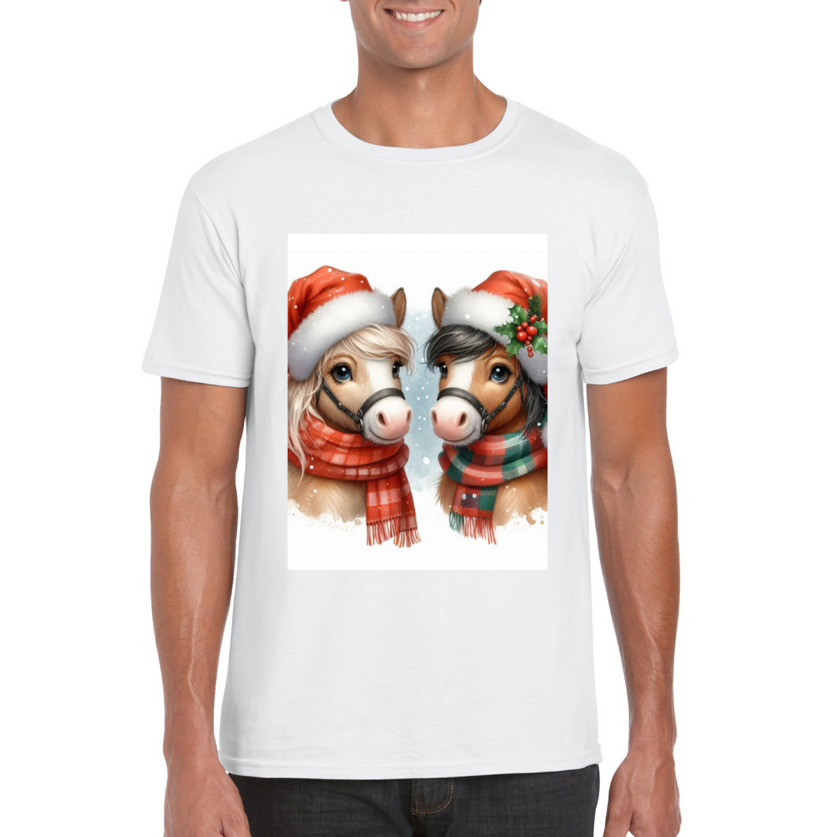 Cute Christmas Horse Unisex TShirt 2. 14 colours. 8 sizes.