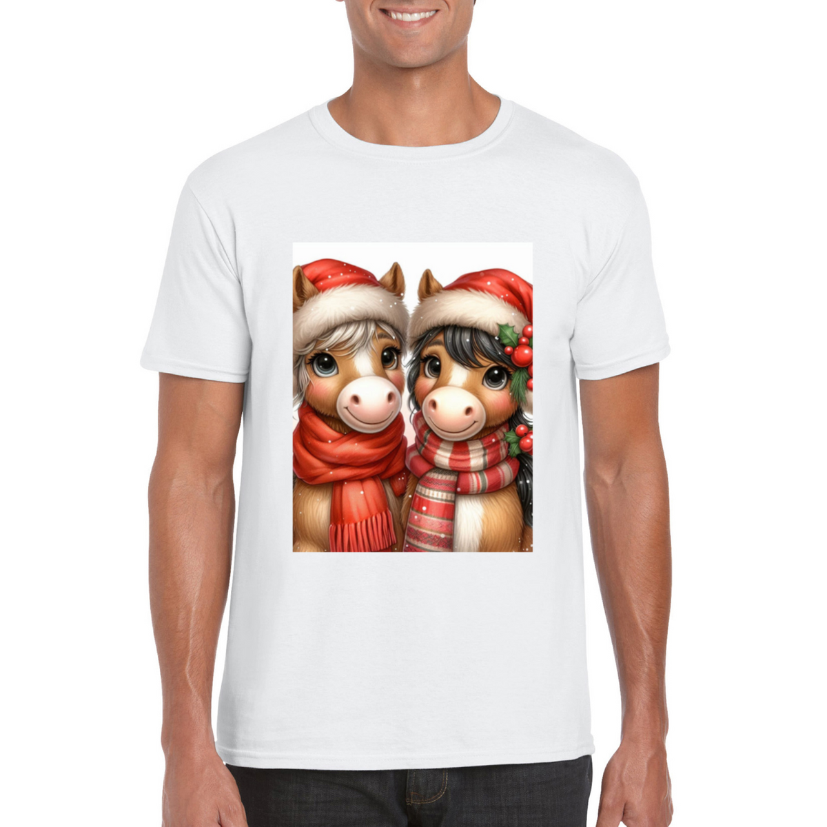 Cute Christmas Horse Unisex TShirt 4. 14 colours. 8 sizes.