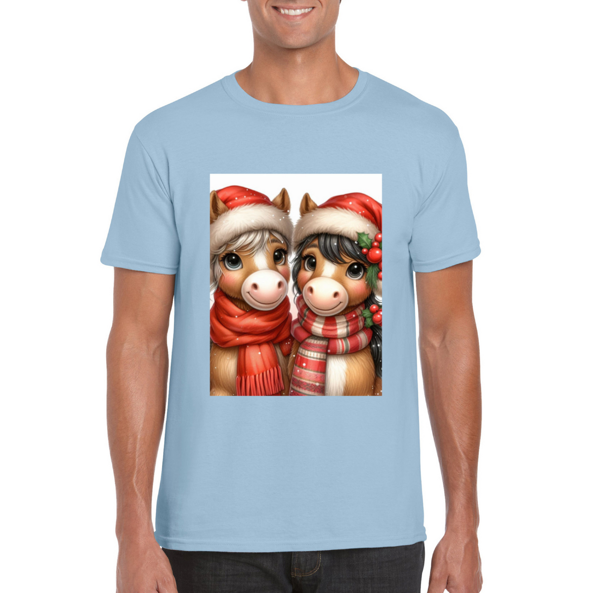 Cute Christmas Horse Unisex TShirt 4. 14 colours. 8 sizes.