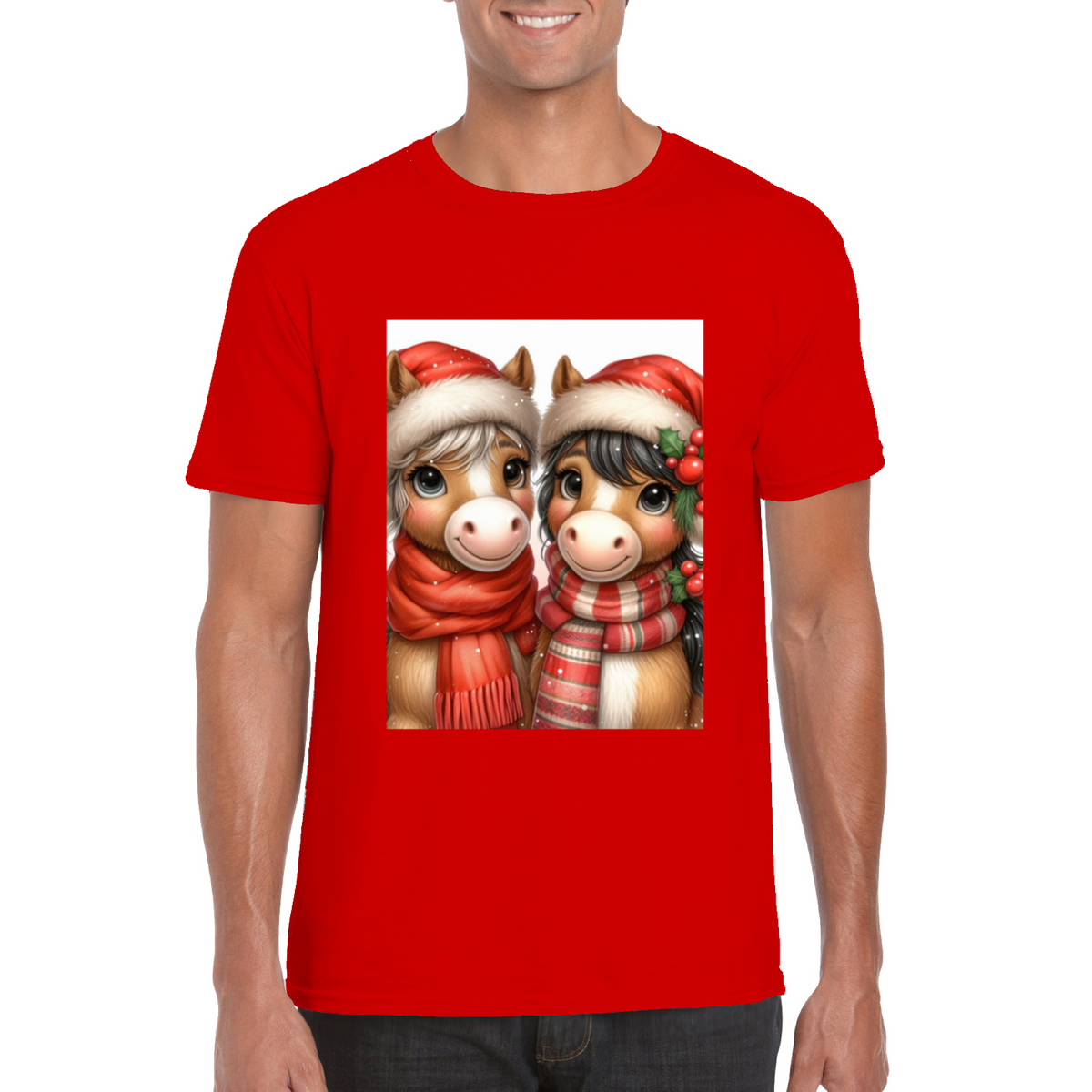 Cute Christmas Horse Unisex TShirt 4. 14 colours. 8 sizes.