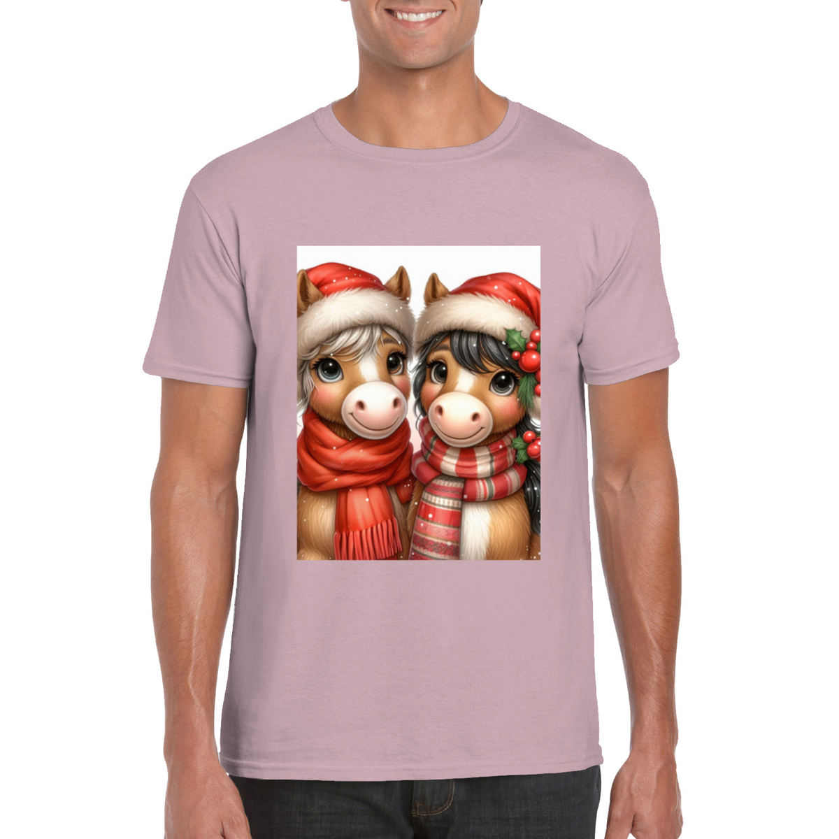 Cute Christmas Horse Unisex TShirt 4. 14 colours. 8 sizes.